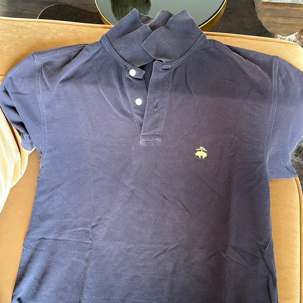 Brooks Brothers Navy Pique Polo Shirt- Small